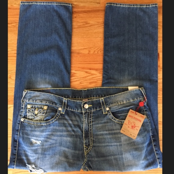 True Religion Other - True Religion Straight Flap BIG T Distressed Jeans